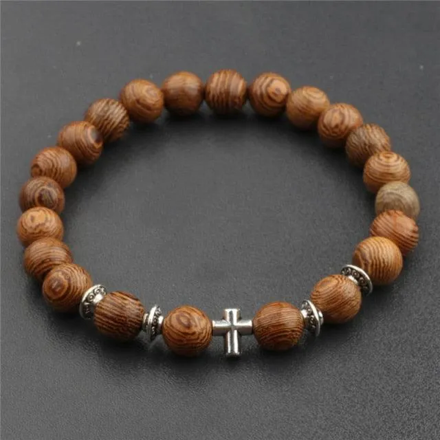 Wooden Beaded Buddha Bracelet/Necklace