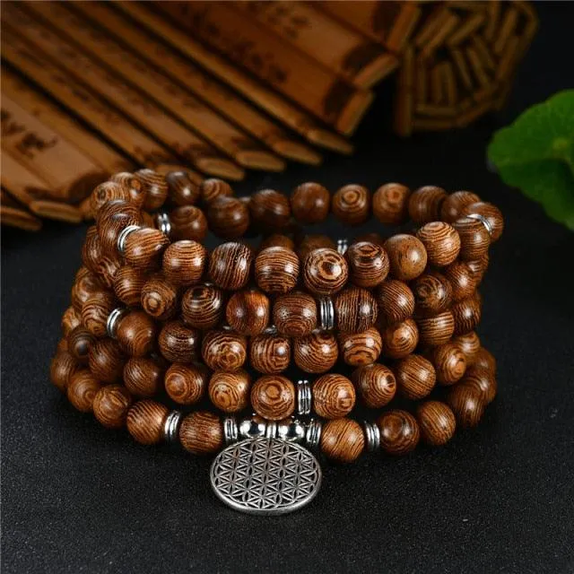 Wooden Beaded Buddha Bracelet/Necklace