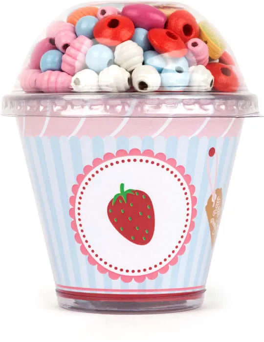 Wooden Threading Beads Cupcake
