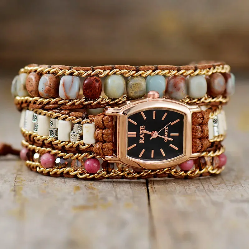 Wrap Jasper Stones Crystal Watch