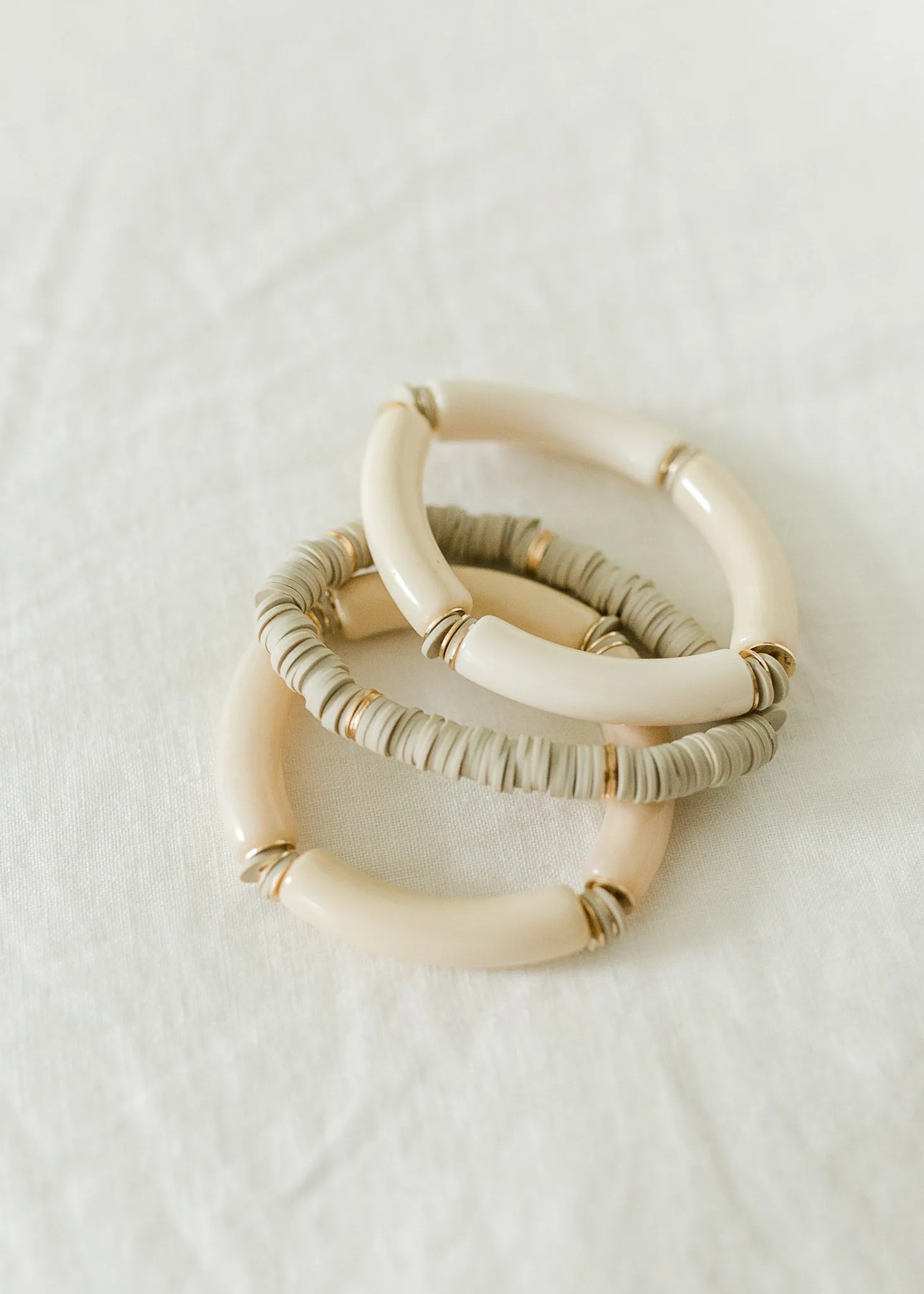 X Gray and Cream Bracelet Set