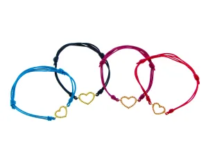 Yellow and rose gold tiny ball heart bracelets