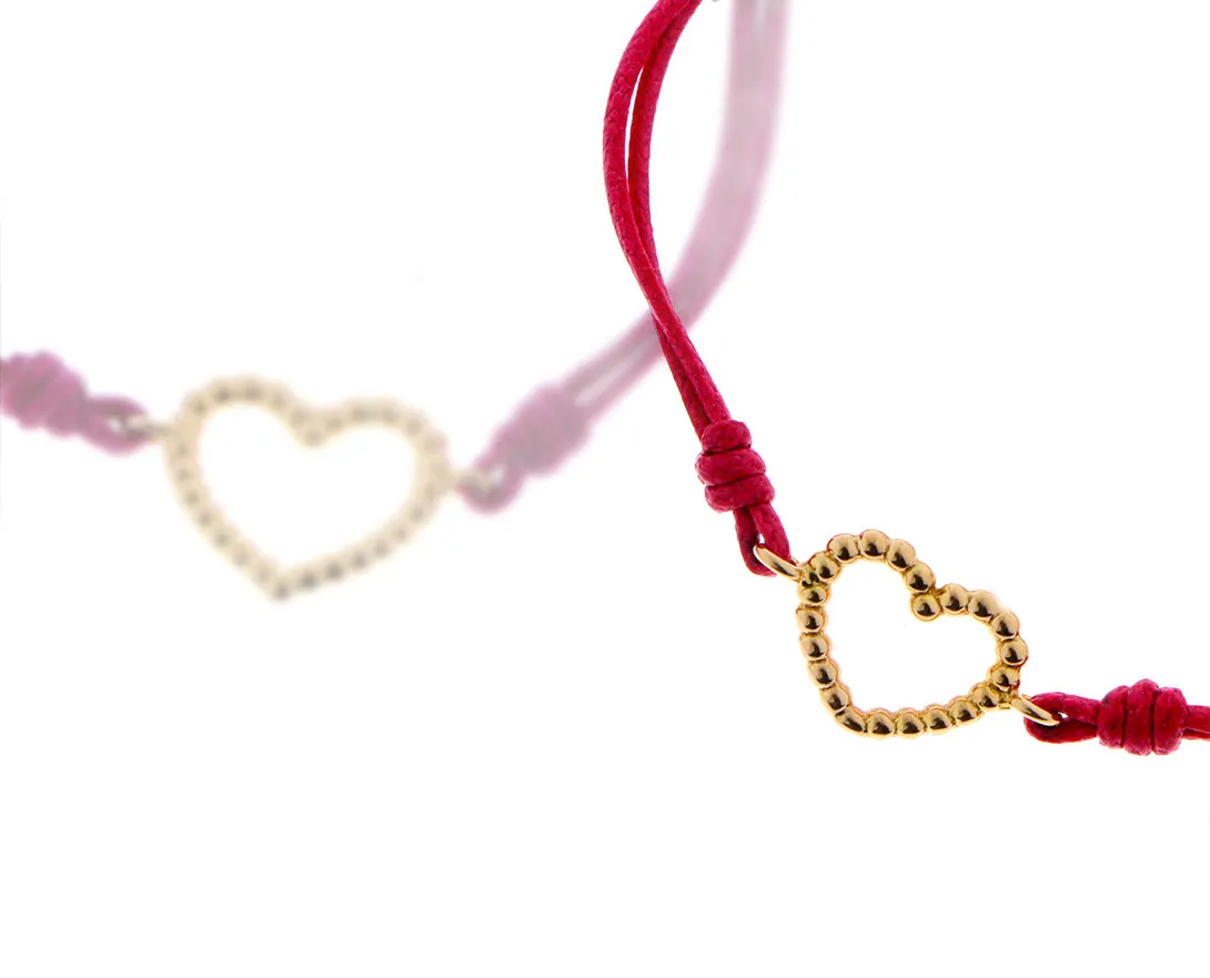 Yellow and rose gold tiny ball heart bracelets