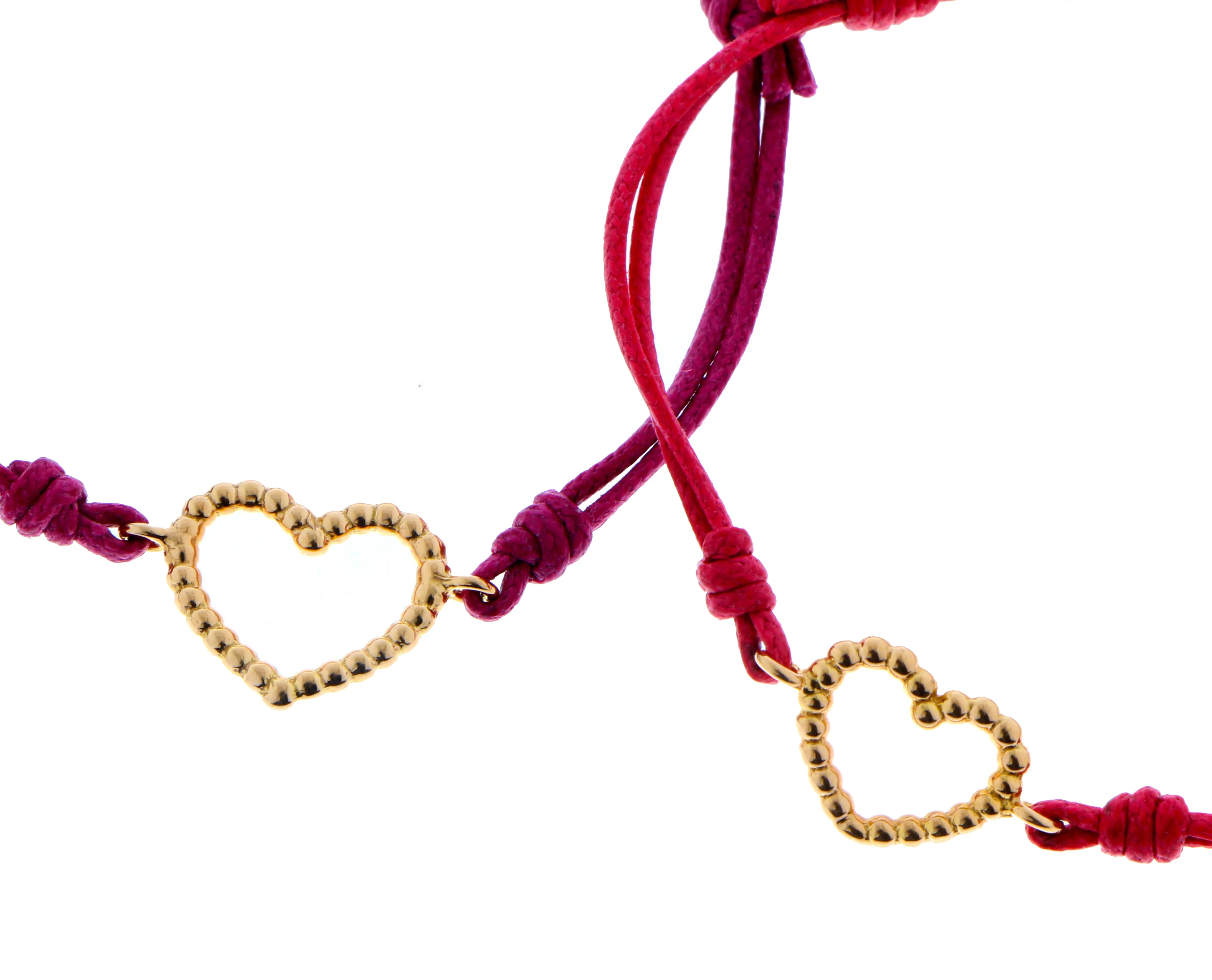 Yellow and rose gold tiny ball heart bracelets