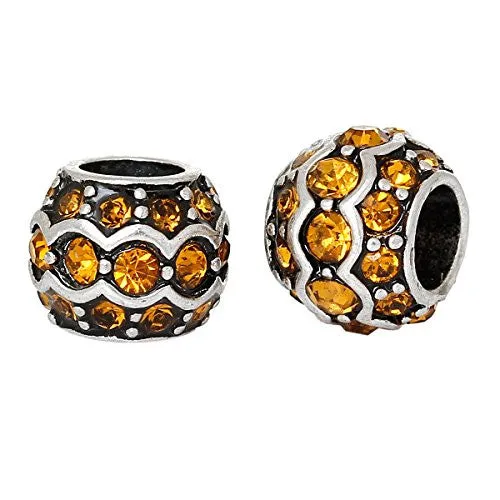 Yellow European Bead Compatible for Most European Snake Chain Charm Bracelet