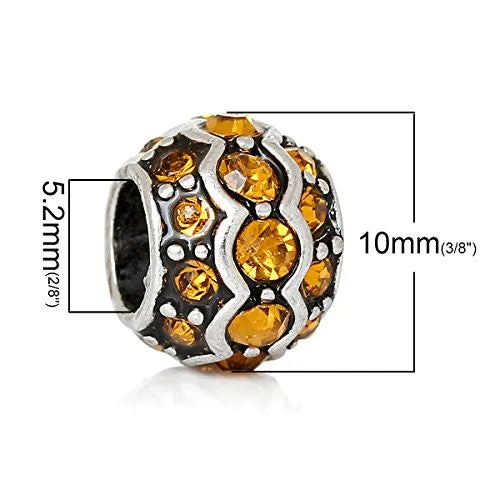Yellow European Bead Compatible for Most European Snake Chain Charm Bracelet