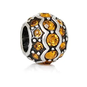 Yellow European Bead Compatible for Most European Snake Chain Charm Bracelet