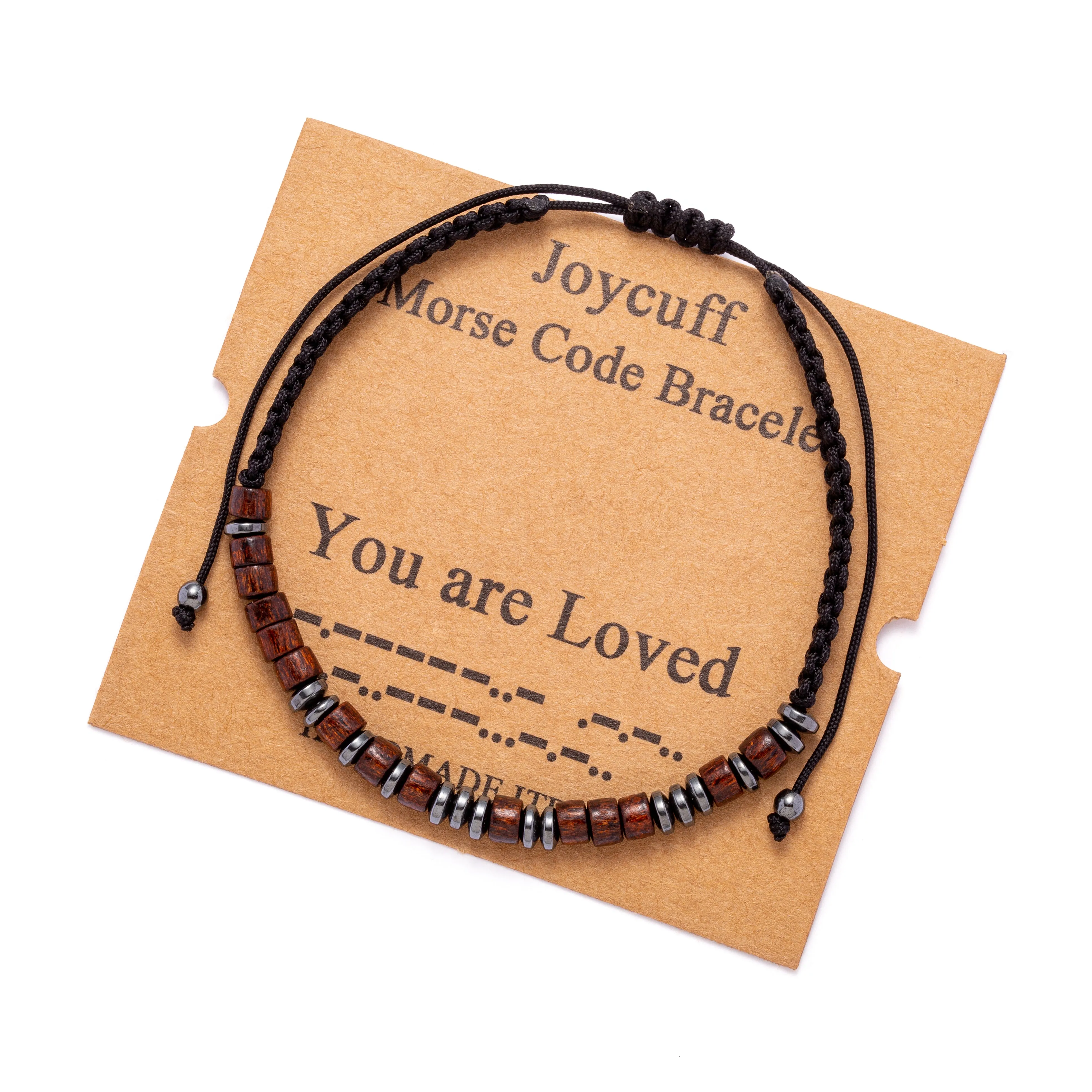 You are Loved Secret Message Wood Morse Code Bracelet Inspirational Jewelry for Women
