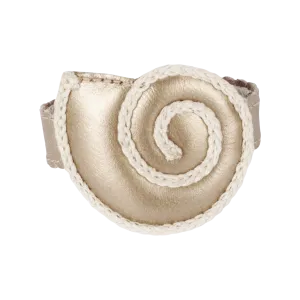 Zaza Bracelet | Moon Shell | Champagne Metallic Leather